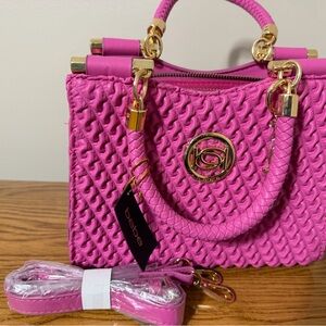 Bebe Fuchsia Woven Satchel